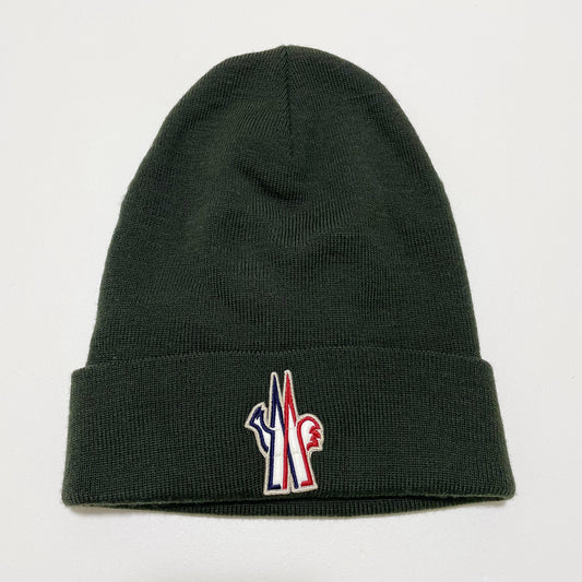 MONCLER モンクレール ニットキャップ ニット帽 帽子 ロゴ ワッペン シンプル メンズ レディース グリーン 新品未使用