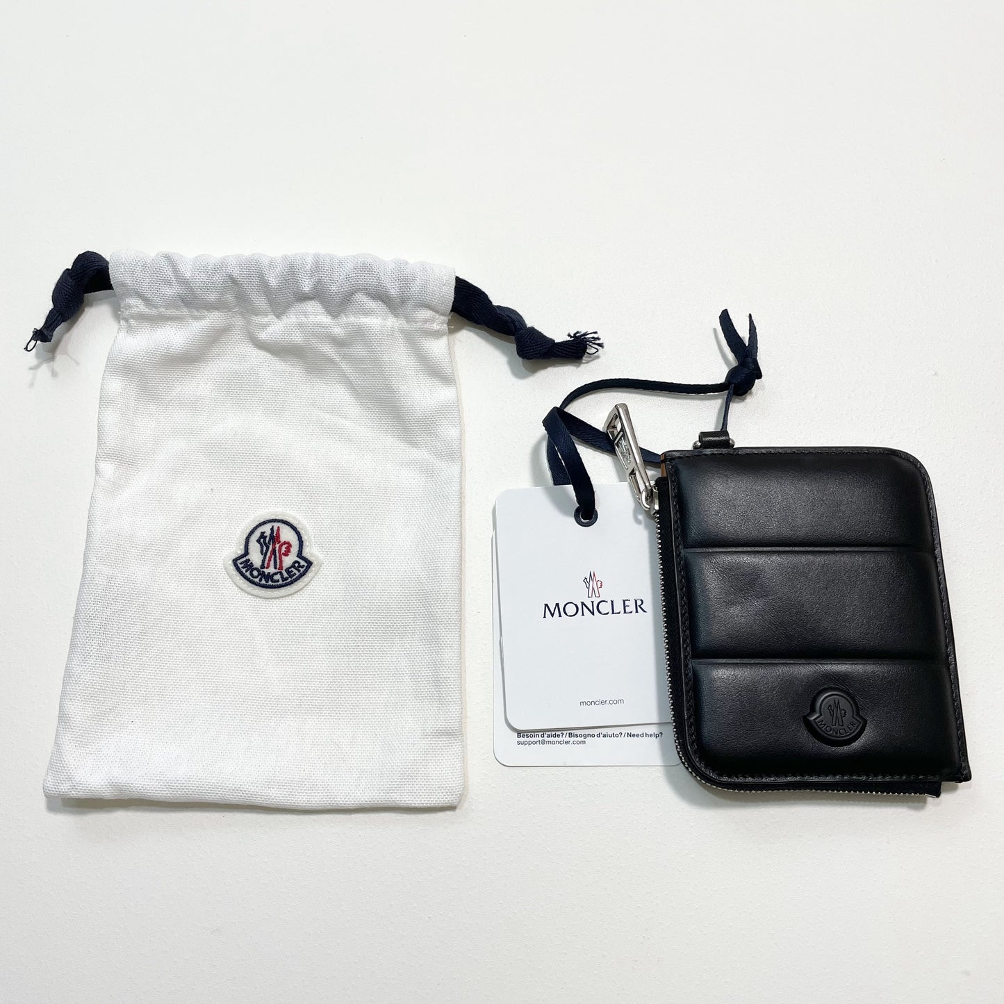 MONCLER モンクレール ミニ財布 コインケース 小銭入れ ウォレット コンパクト レザー メンズ シンプル ロゴ ブラック