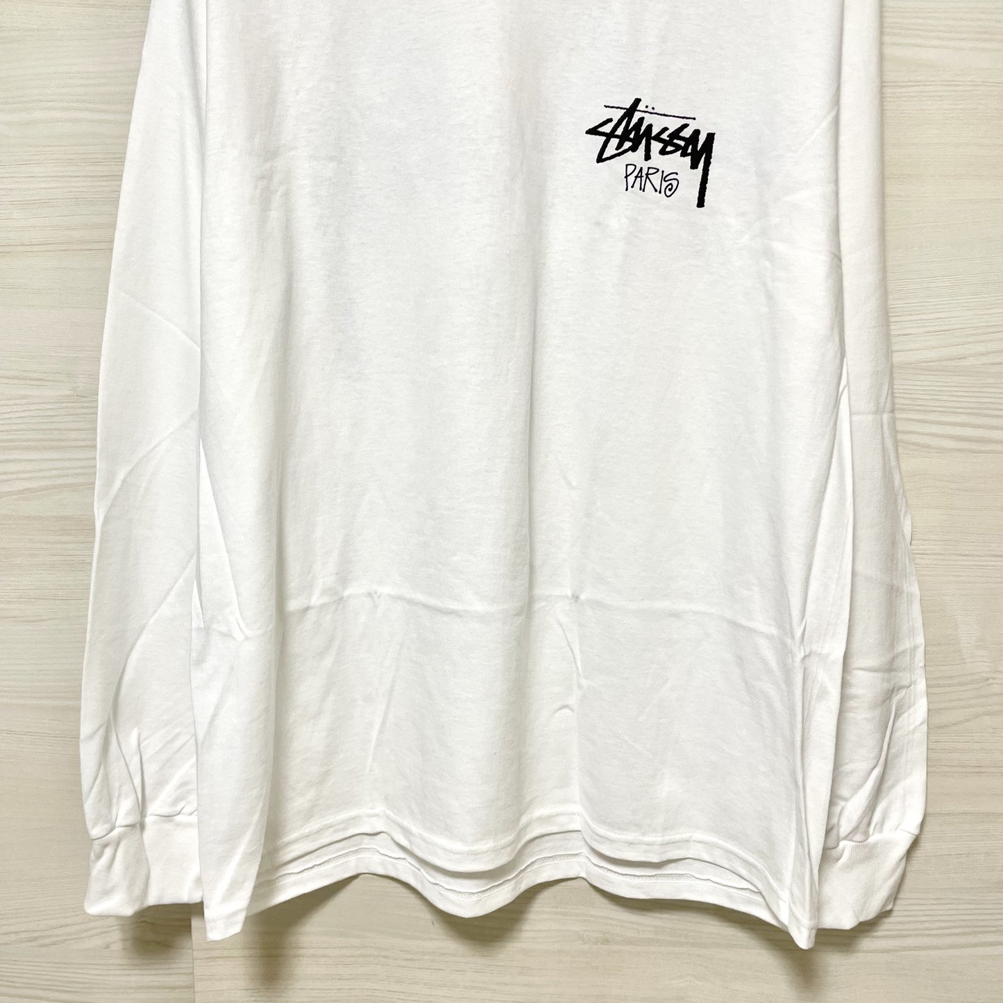 STUSSY ステューシー Tシャツ L パリ限定 長袖 プリント ロゴ プリント クルーネック コットン ホワイト 新品未使用