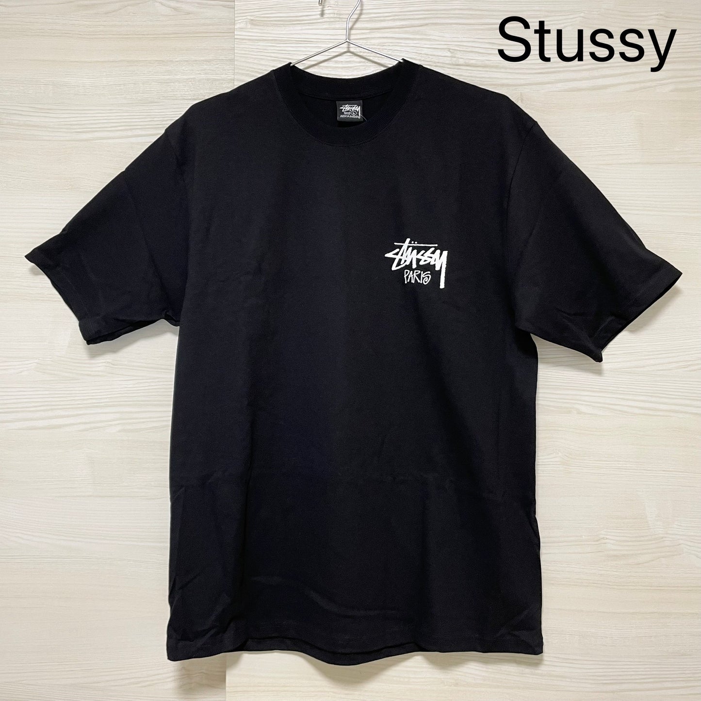 STUSSY ステューシー Tシャツ L パリ限定 半袖 プリント ロゴ プリント クルーネック コットン ブラック 新品未使用