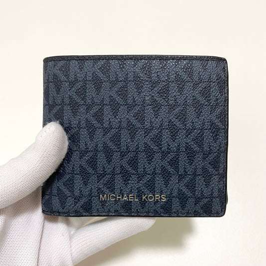MICHAEL KORS マイケルコース 財布 折り財布 二つ折り財布 ウォレット メンズ シグネチャー コンパクト 紺 ネイビー