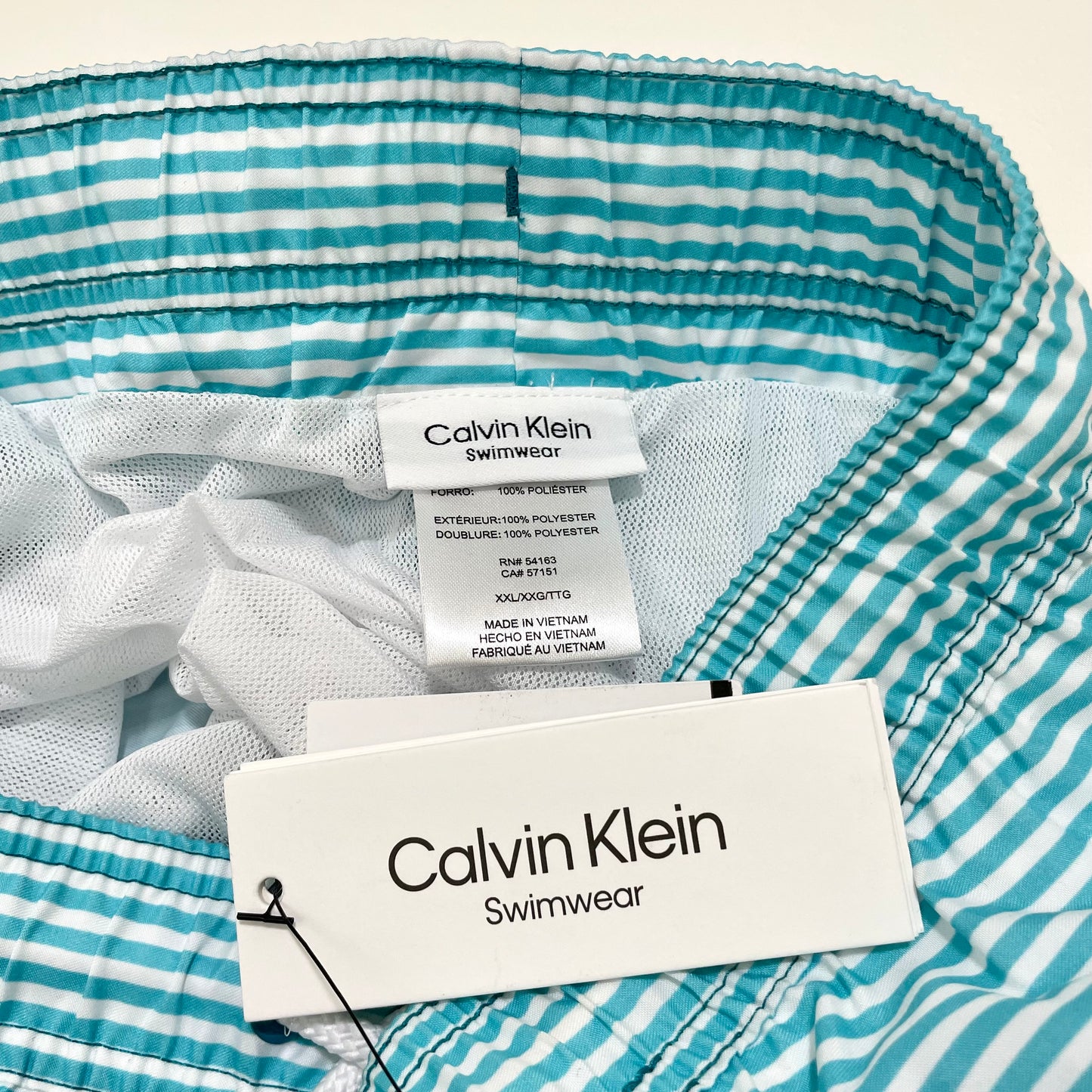 Calvin Klein カルバンクライン 水着 XXL サーフパンツ 海水パンツ ボードショーツ ボーダー ターコイズブルー