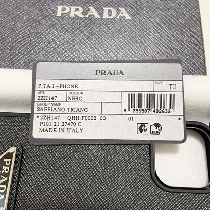 PRADA プラダ iPhone13 mini ケース スマホケース ロゴ NERO 黒 シンプル サフィアーノ 新品未使用
