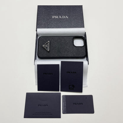 PRADA プラダ iPhone13 mini ケース スマホケース ロゴ NERO 黒 シンプル サフィアーノ 新品未使用