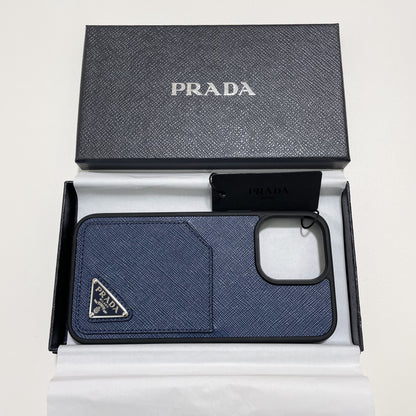 PRADA プラダ iPhone14 Pro Max ケース スマホケース ロゴ ネイビー 紺 シンプル サフィアーノ 新品未使用