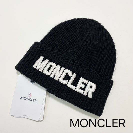 MONCLER モンクレール ニットキャップ ニット帽 帽子 ロゴ ユニセックス 刺繍 メンズ レディース ブラック 新品未使用
