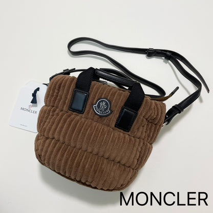 MONCLER モンクレール ショルダーバッグ ハンドバッグ コーデュロイ ダウン ミニバッグ レディース ブラウン 新品未使用