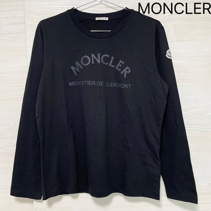 MONCLER モンクレール Tシャツ 長袖 カットソー プリント クルーネック レディース ブラック シンプル 新品未使用