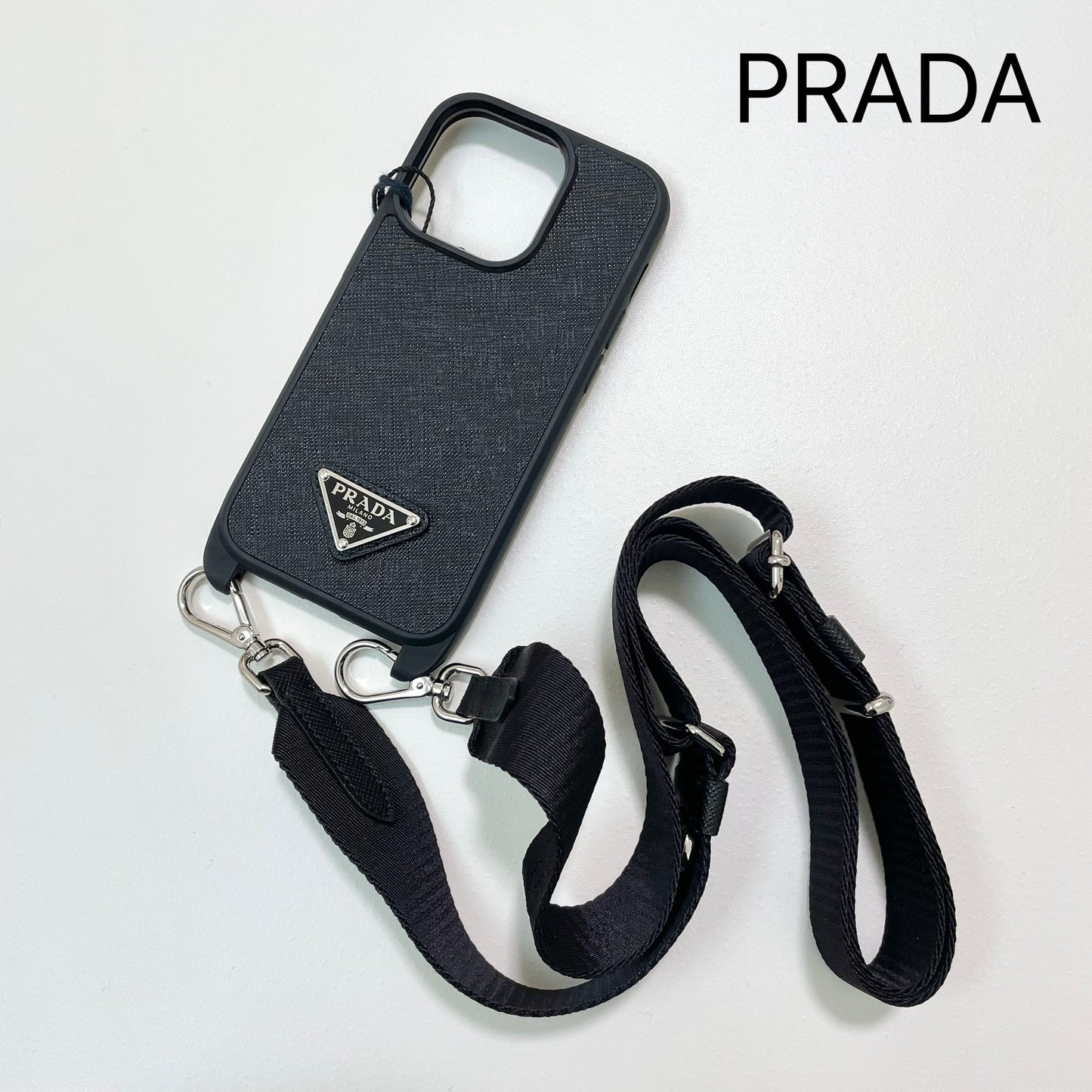 PRADA プラダ iPhone 14 Pro ケース スマホケース ショルダー ストラップ シンプル レディース 黒 新品未使用