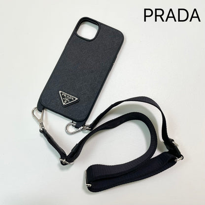 PRADA プラダ iPhone14 Plus ケース スマホケース ショルダー ストラップ シンプル 黒 ブラック 新品未使用