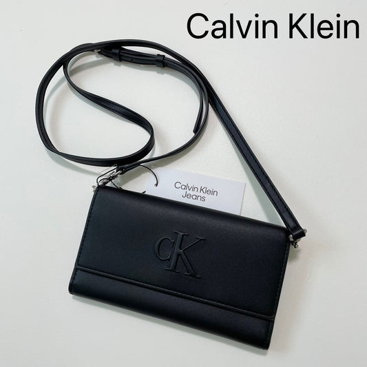Calvin Klein カルバンクライン ショルダーバッグ クロスボディバッグ 斜め掛け ウォレット 財布 ロゴ 黒 ブラック