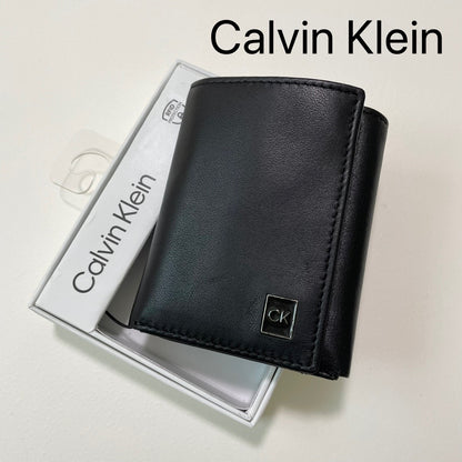 Calvin Klein カルバンクライン 財布 ウォレット コンパクト ミニ カードケース シンプル 三つ折り メンズ ブラック
