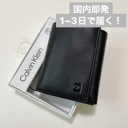 Calvin Klein カルバンクライン 財布 ウォレット コンパクト ミニ カードケース シンプル 三つ折り メンズ ブラック