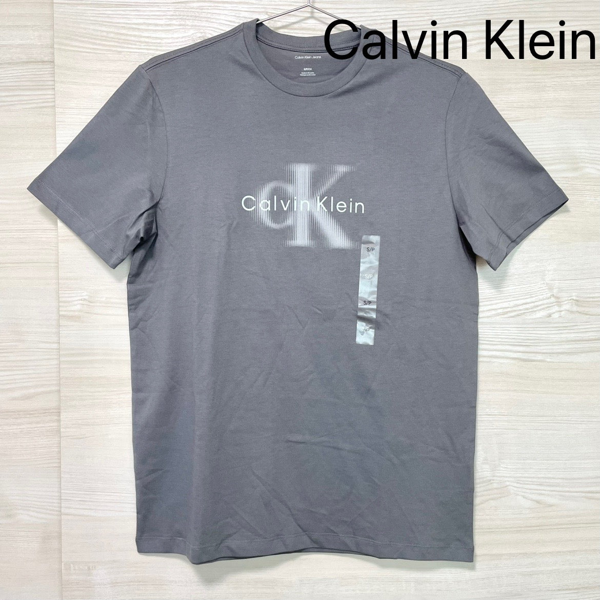 Calvin Klein カルバンクライン Tシャツ L カットソー 半袖 プリント ロゴ グレー メンズ レディース コットン