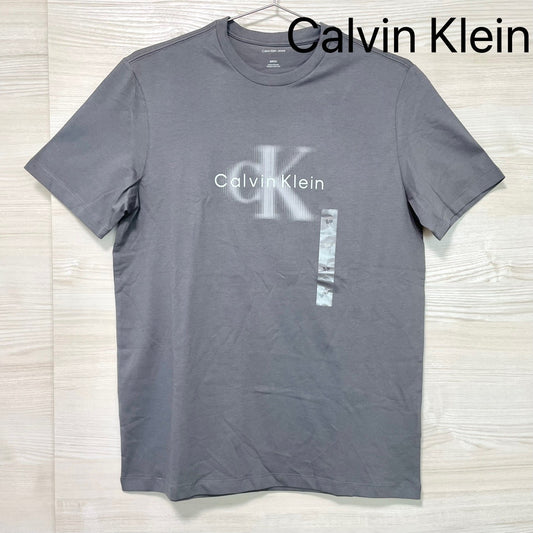 Calvin Klein カルバンクライン Tシャツ L カットソー 半袖 プリント ロゴ グレー メンズ レディース コットン