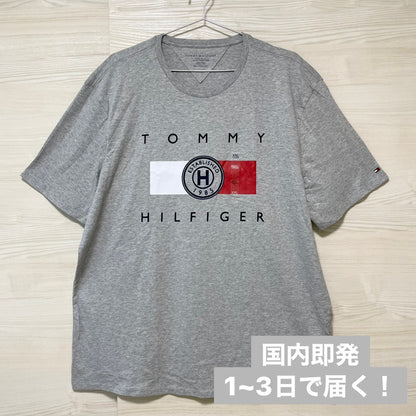 TOMMY HILFIGER トミーヒルフィガー Tシャツ XXL カットソー 半袖 プリント ロゴ シンプル メンズ グレー