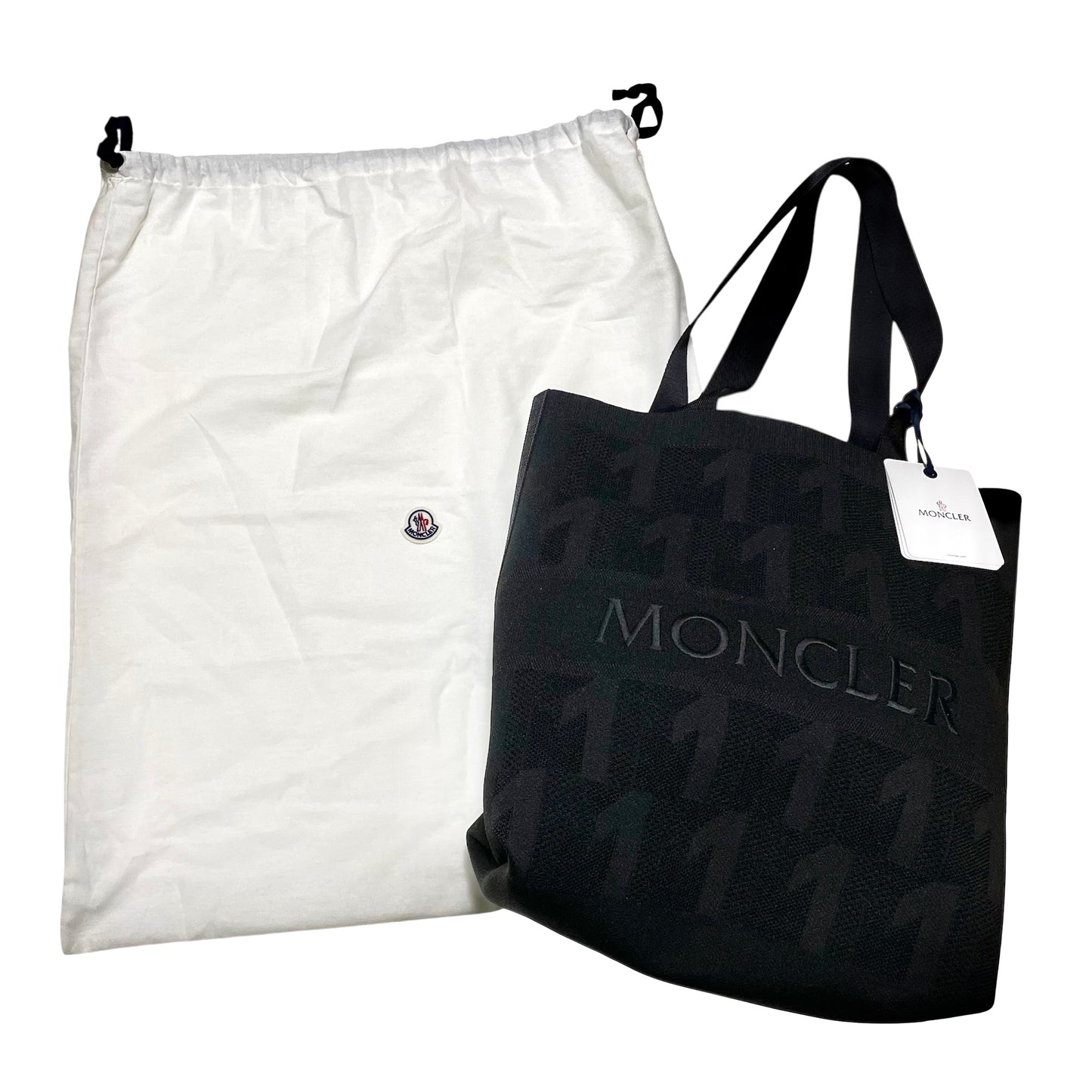 MONCLER モンクレール トートバッグ KNIT TOTE 大容量 A4対応 軽量 ニット素材 モノグラム柄 ロゴ 新品未使用