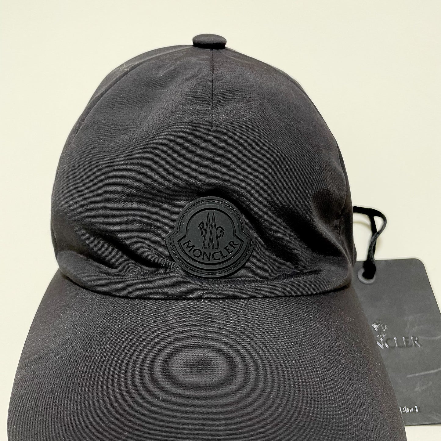 MONCLER モンクレール ベースボールキャップ M 帽子 ロゴ ナイロン シンプル おしゃれ 薄手 黒 ブラック 新品未使用