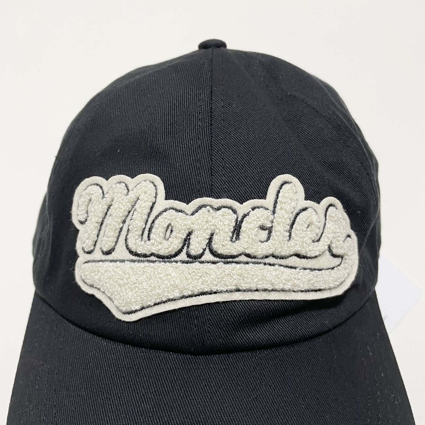 MONCLER モンクレール ベースボールキャップ 帽子 ロゴ ワッペン おしゃれ 綿 コットン パイル 黒 ブラック 新品未使用