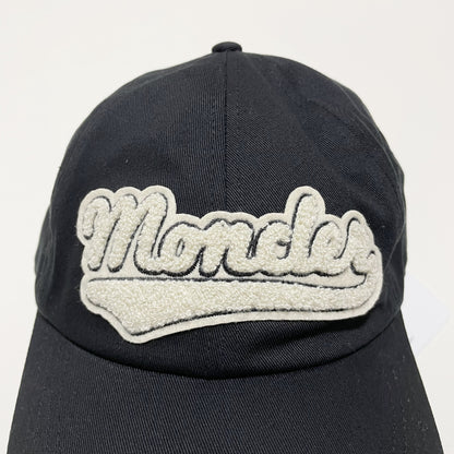 MONCLER モンクレール ベースボールキャップ 帽子 ロゴ ワッペン おしゃれ 綿 コットン パイル 黒 ブラック 新品未使用