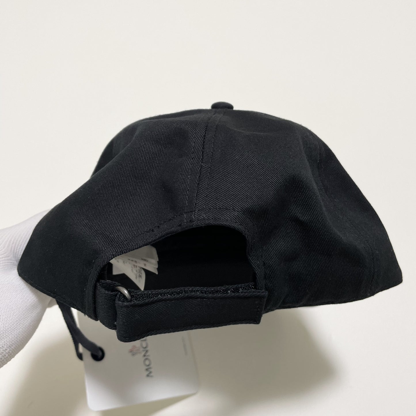 MONCLER モンクレール ベースボールキャップ 帽子 ロゴ ワッペン おしゃれ 綿 コットン パイル 黒 ブラック 新品未使用