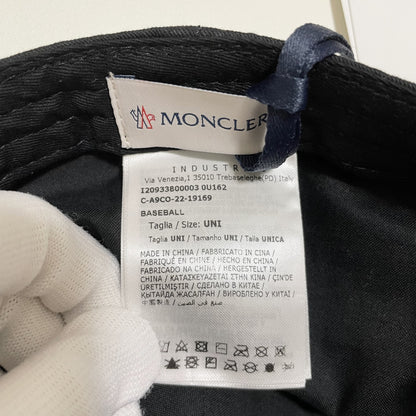 MONCLER モンクレール ベースボールキャップ 帽子 ロゴ ワッペン おしゃれ 綿 コットン パイル 黒 ブラック 新品未使用