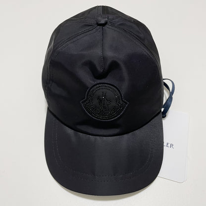 MONCLER モンクレール ベースボールキャップ 帽子 ロゴ ラインストーン おしゃれ レディース 黒 ブラック 新品未使用
