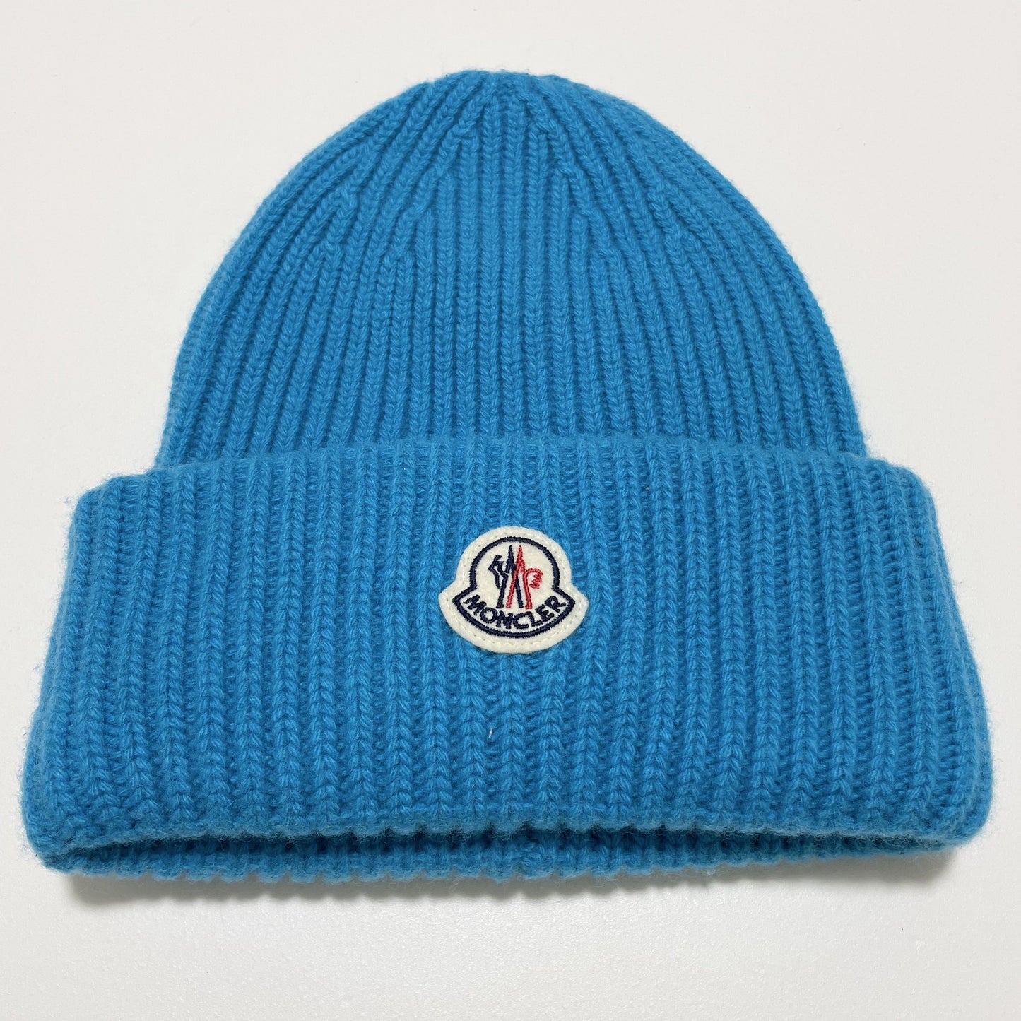 MONCLER モンクレール ニットキャップ ニット帽 帽子 ロゴ ワッペン メンズ レディース カシミヤ 水色 新品未使用