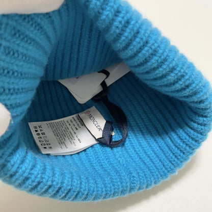 MONCLER モンクレール ニットキャップ ニット帽 帽子 ロゴ ワッペン メンズ レディース カシミヤ 水色 新品未使用