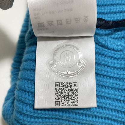 MONCLER モンクレール ニットキャップ ニット帽 帽子 ロゴ ワッペン メンズ レディース カシミヤ 水色 新品未使用