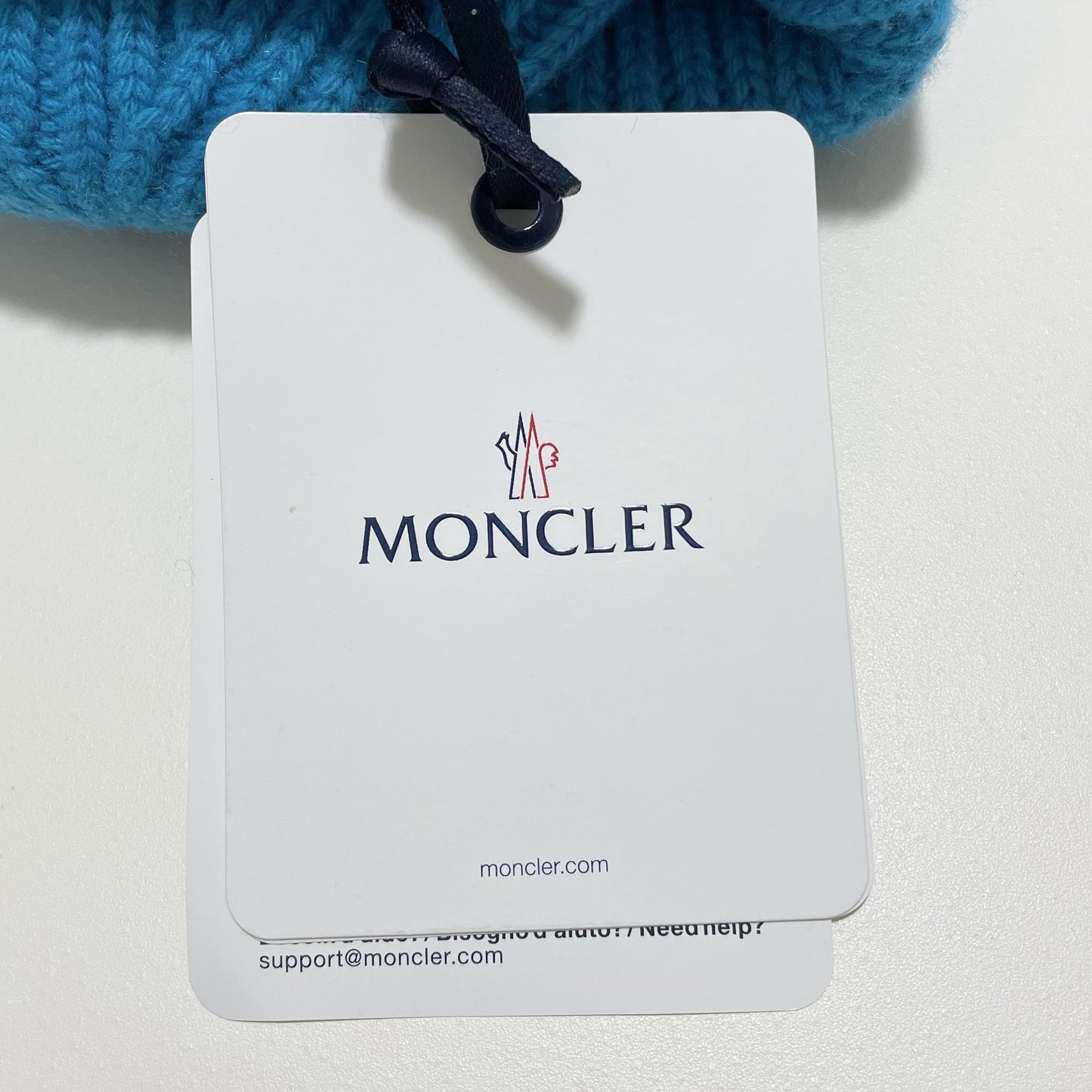 MONCLER モンクレール ニットキャップ ニット帽 帽子 ロゴ ワッペン メンズ レディース カシミヤ 水色 新品未使用