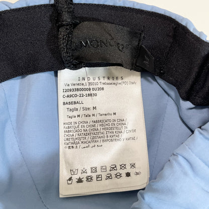 MONCLER モンクレール ベースボールキャップ M 帽子 ロゴ ナイロン シンプル おしゃれ 水色 ライトブルー 新品未使用