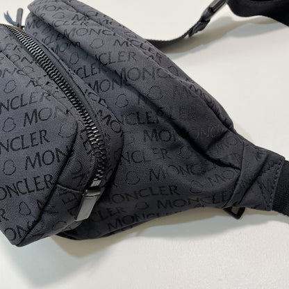 MONCLER モンクレール ボディバッグ 総柄 ナイロン ウエストバッグ ベルトバッグ DURANCE ロゴ 黒 新品未使用