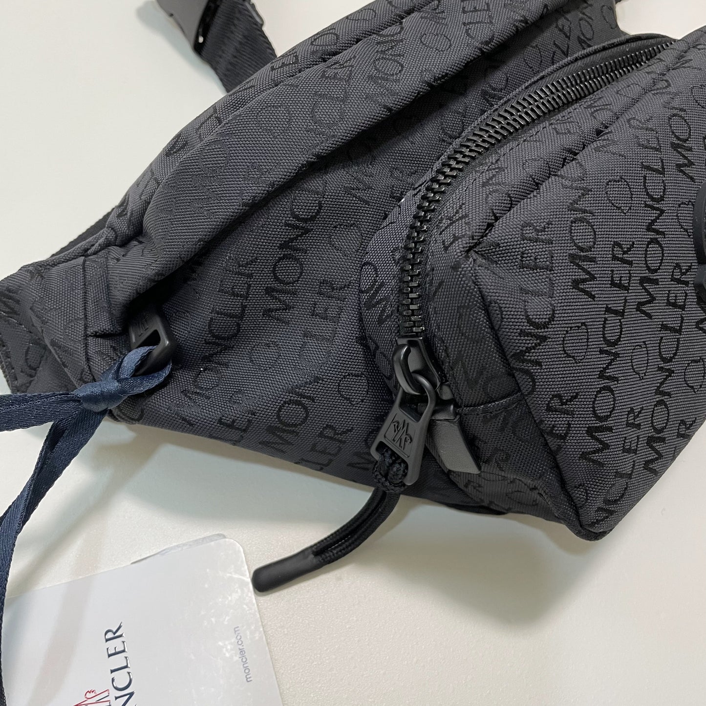 MONCLER モンクレール ボディバッグ 総柄 ナイロン ウエストバッグ ベルトバッグ DURANCE ロゴ 黒 新品未使用