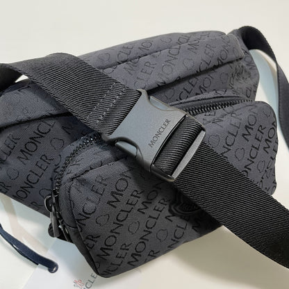 MONCLER モンクレール ボディバッグ 総柄 ナイロン ウエストバッグ ベルトバッグ DURANCE ロゴ 黒 新品未使用