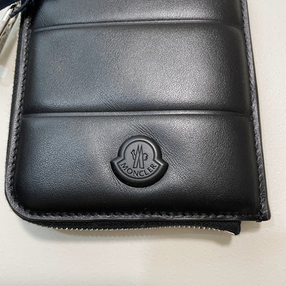 MONCLER モンクレール ミニ財布 コインケース 小銭入れ ウォレット コンパクト レザー メンズ シンプル ロゴ ブラック