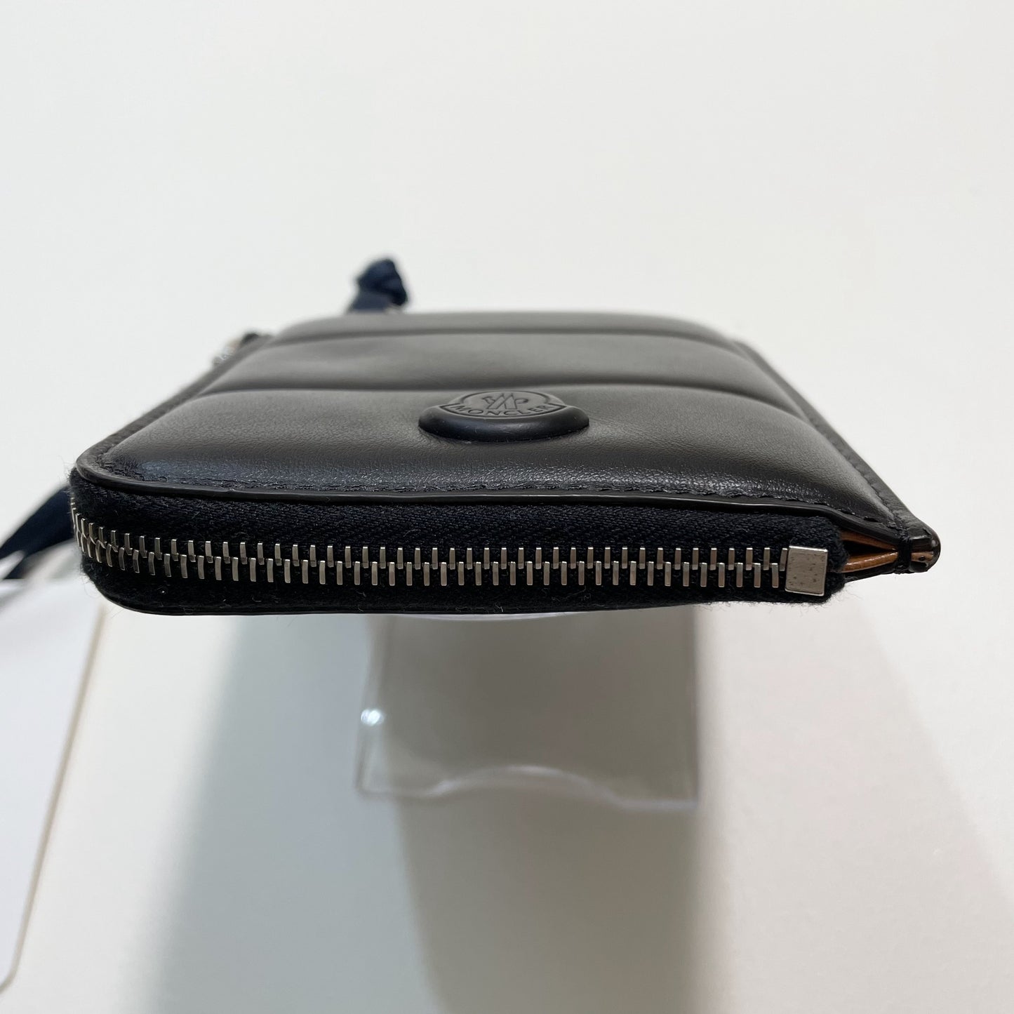 MONCLER モンクレール ミニ財布 コインケース 小銭入れ ウォレット コンパクト レザー メンズ シンプル ロゴ ブラック