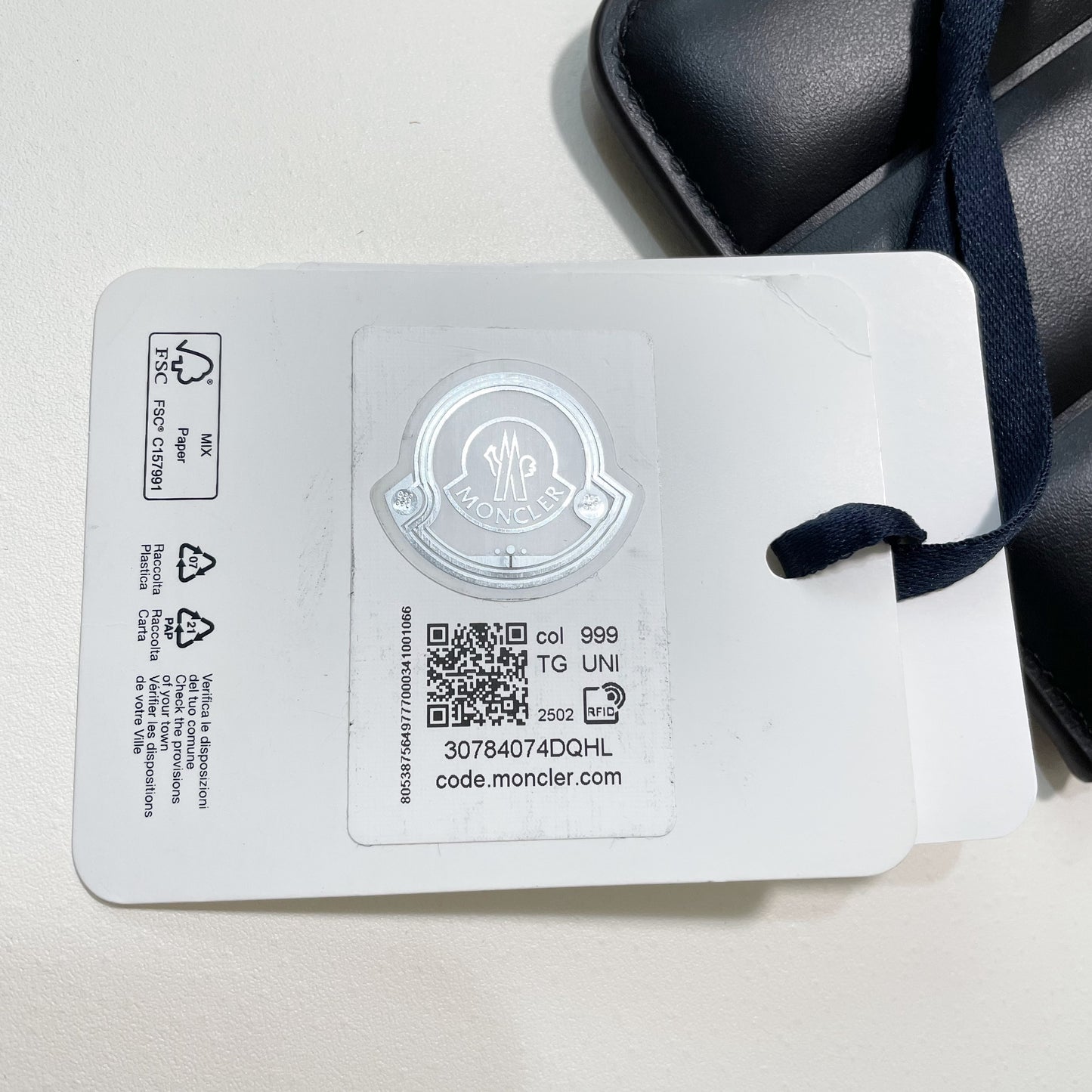 MONCLER モンクレール ミニ財布 コインケース 小銭入れ ウォレット コンパクト レザー メンズ シンプル ロゴ ブラック