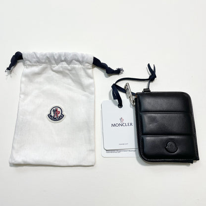 MONCLER モンクレール ミニ財布 コインケース 小銭入れ ウォレット コンパクト レザー メンズ シンプル ロゴ ブラック