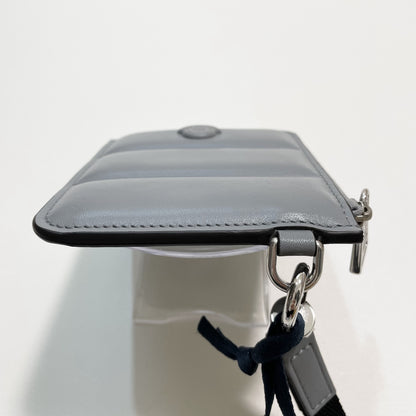 MONCLER モンクレール ミニ財布 コインケース 小銭入れ ウォレット コンパクト レザー メンズ シンプル ロゴ グレー