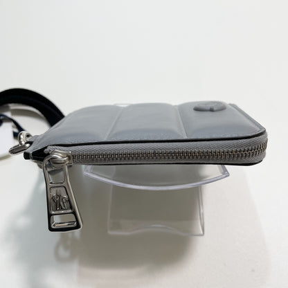 MONCLER モンクレール ミニ財布 コインケース 小銭入れ ウォレット コンパクト レザー メンズ シンプル ロゴ グレー