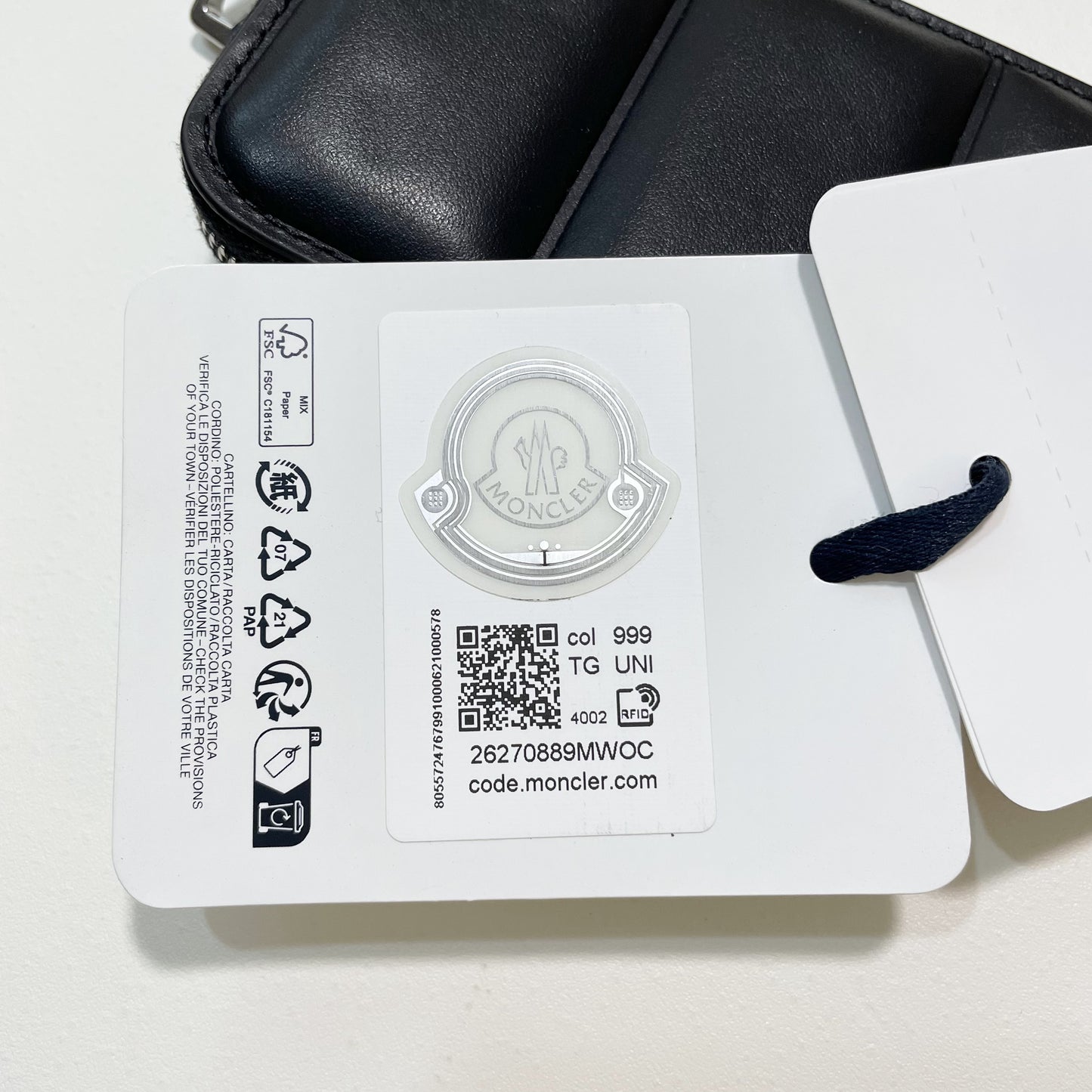 MONCLER モンクレール フラグメントケース コインケース カードケース コンパクト レザー メンズ シンプル ロゴ ブラック