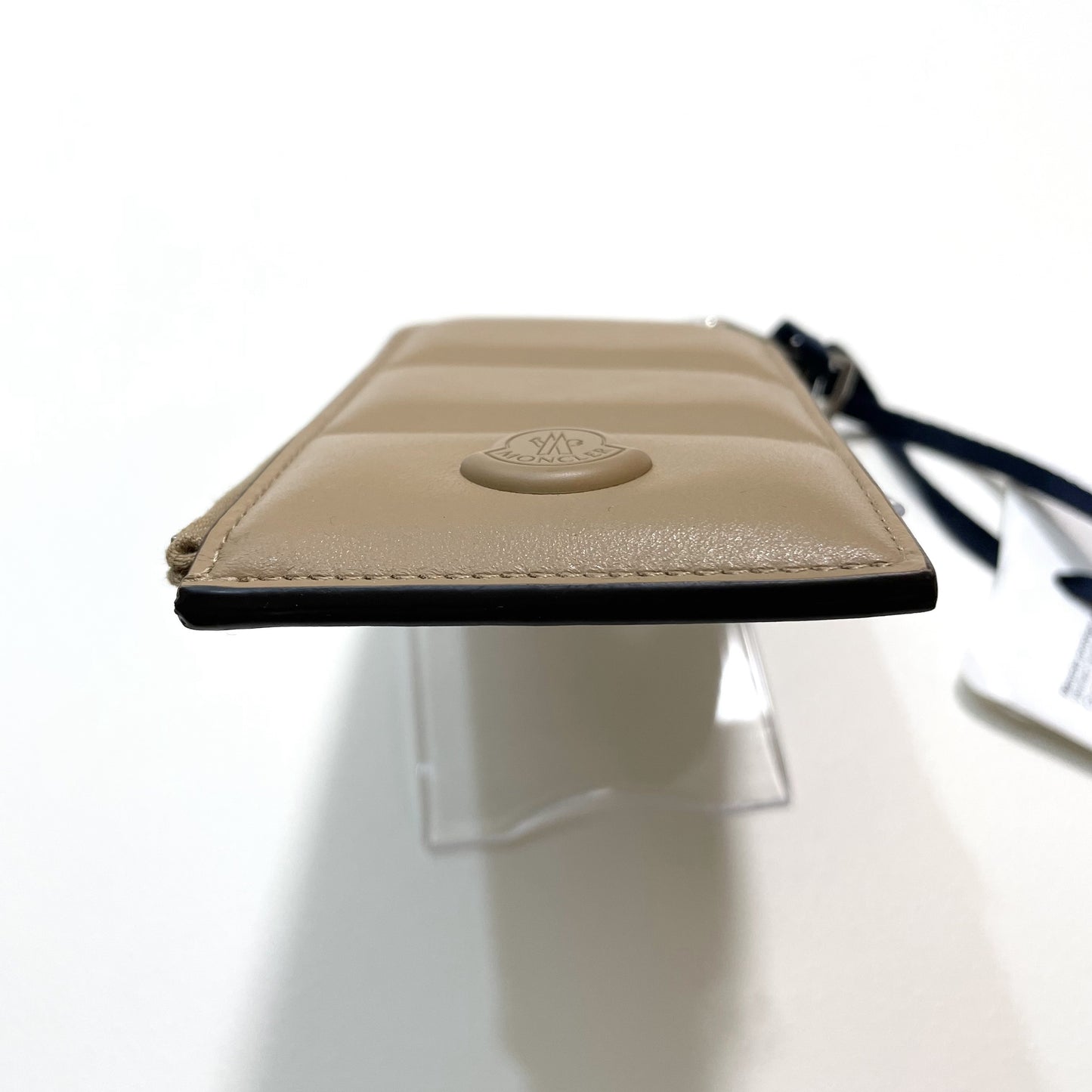 MONCLER モンクレール フラグメントケース コインケース カードケース コンパクト レザー メンズ シンプル ロゴ ベージュ