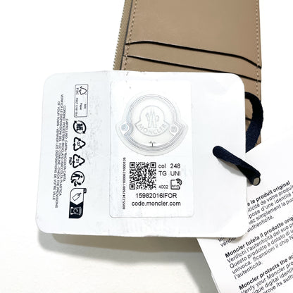 MONCLER モンクレール フラグメントケース コインケース カードケース コンパクト レザー メンズ シンプル ロゴ ベージュ