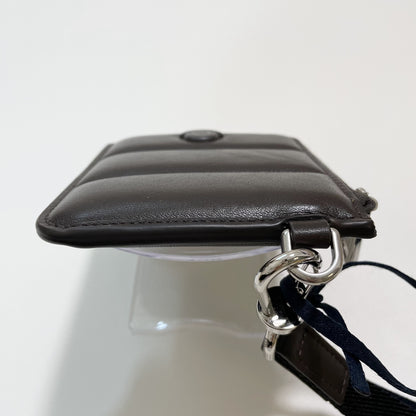 MONCLER モンクレール ミニ財布 コインケース 小銭入れ ウォレット コンパクト レザー メンズ シンプル ロゴ ブラウン