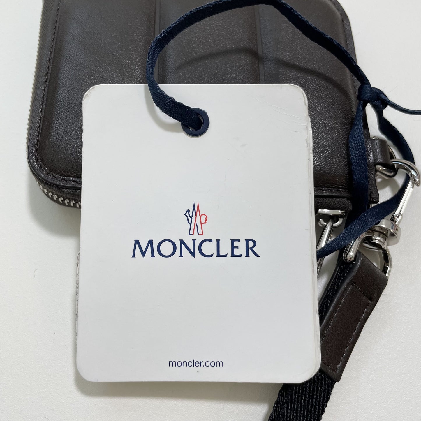 MONCLER モンクレール ミニ財布 コインケース 小銭入れ ウォレット コンパクト レザー メンズ シンプル ロゴ ブラウン