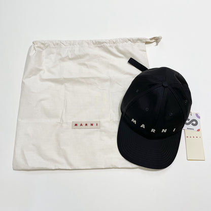 MARNI マルニ ベースボールキャップ レディース メンズ 刺繍 ナイロン 撥水 帽子 シンプル 黒 ブラック 新品未使用