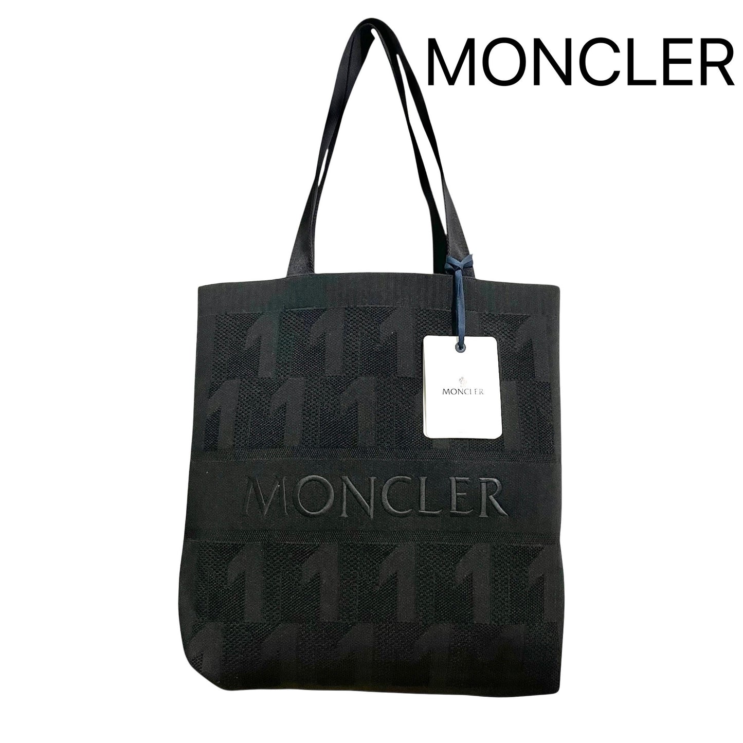 MONCLER モンクレール トートバッグ KNIT TOTE 大容量 A4対応 軽量 ニット素材 モノグラム柄 ロゴ 新品未使用