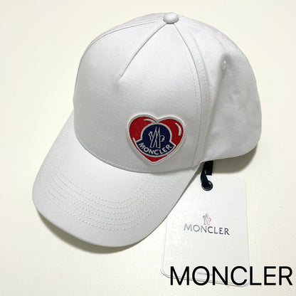MONCLER モンクレール ベースボールキャップ 帽子 ロゴ ワッペン ハート シンプル おしゃれ 白 ホワイト 新品未使用