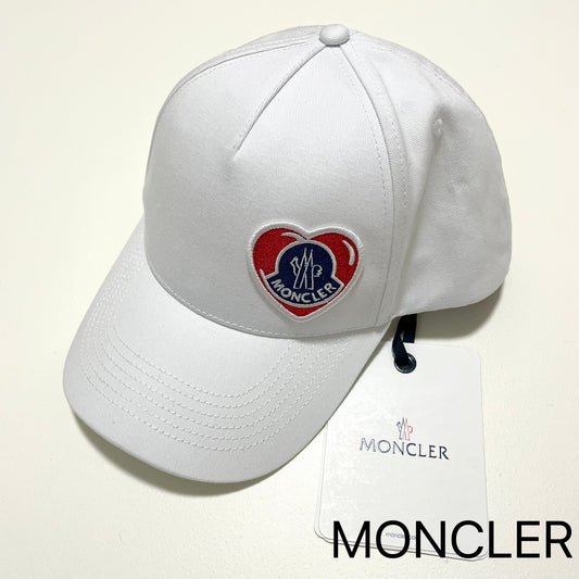 MONCLER モンクレール ベースボールキャップ 帽子 ロゴ ワッペン ハート シンプル おしゃれ 白 ホワイト 新品未使用